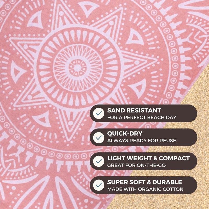 FESHKA Sand Free Turkish Beach Towel (37 x 67) Quick Dry Bath Towel, Oversized Beach Blanket, Lightweight for Travel - Made with 100% Organic Turkish Cotton - Lovesong (Pink) - Image 2